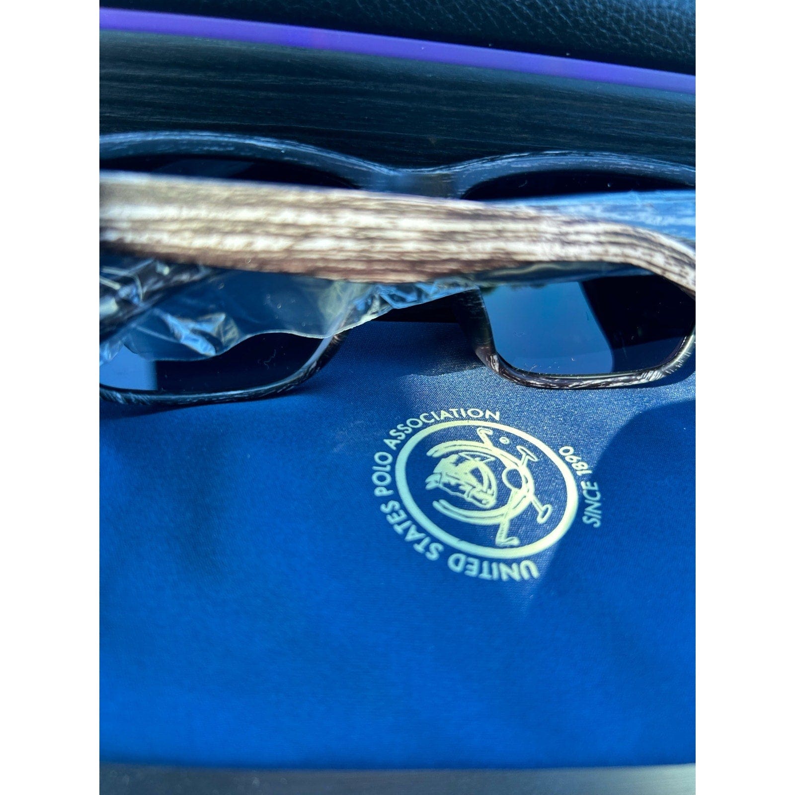 U.S. POLO ASSN. Men's PA1019 UV400 Protective Wood Grain Rectangular Sunglasses - Triniskies