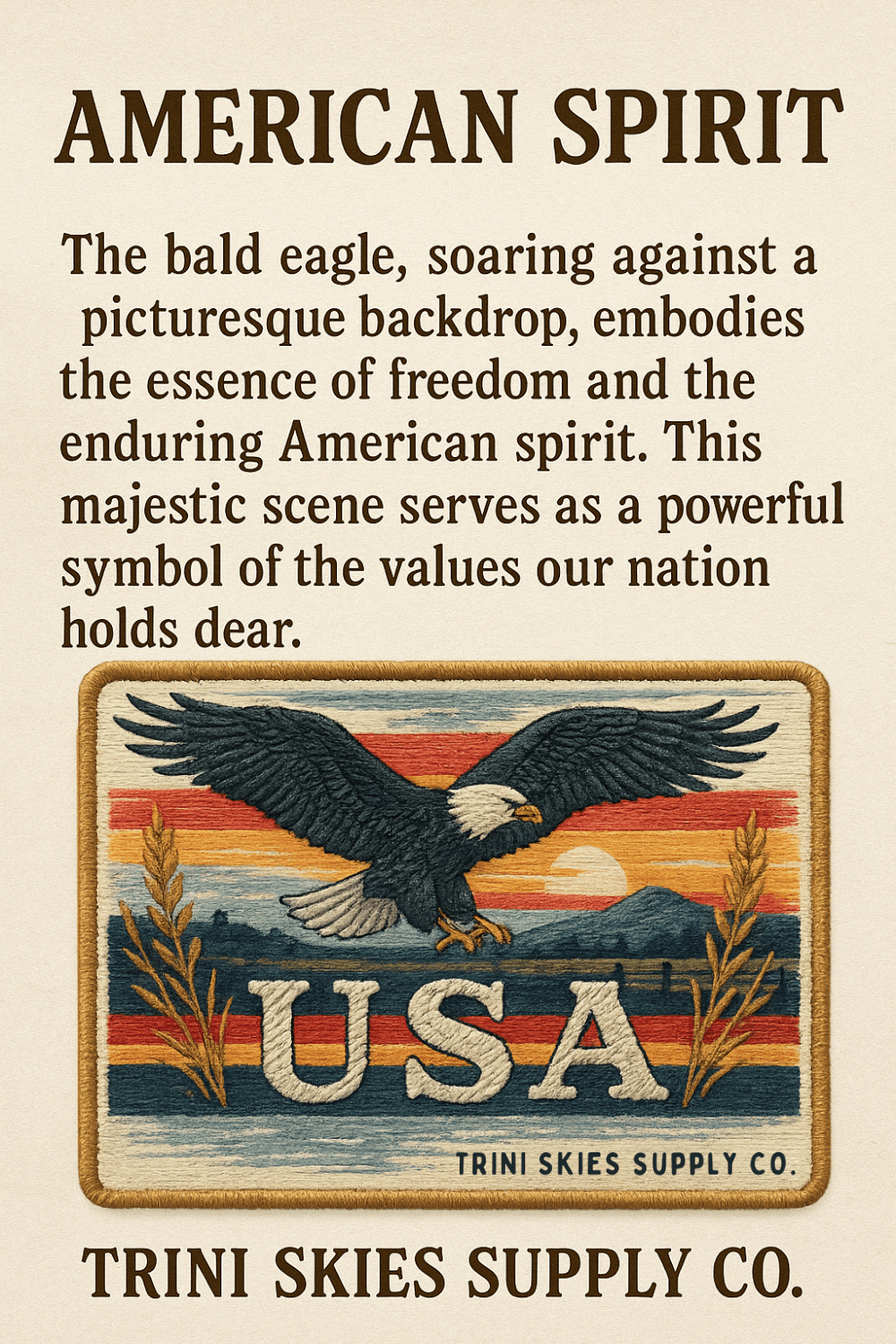 USA Graphic Patch Eagle Crewneck Sweatshirt Vintage American Heritage Pullover by Trini Skies Supply Co. - Triniskies