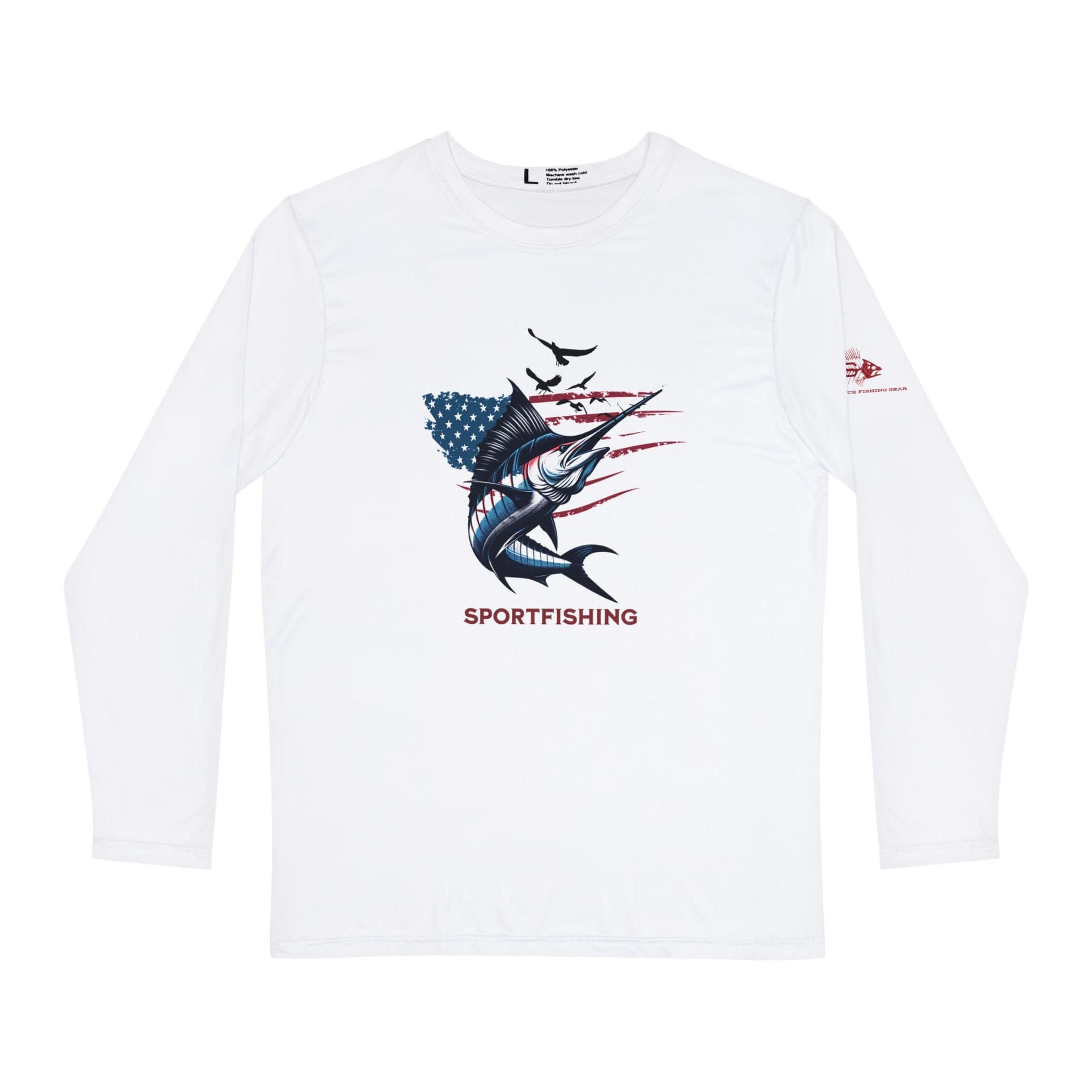 USA Sportfishing Patriotic Unisex Long Sleeve Performance Shirt, 100% Polyester, Quick - Dry Activewear. - Triniskies