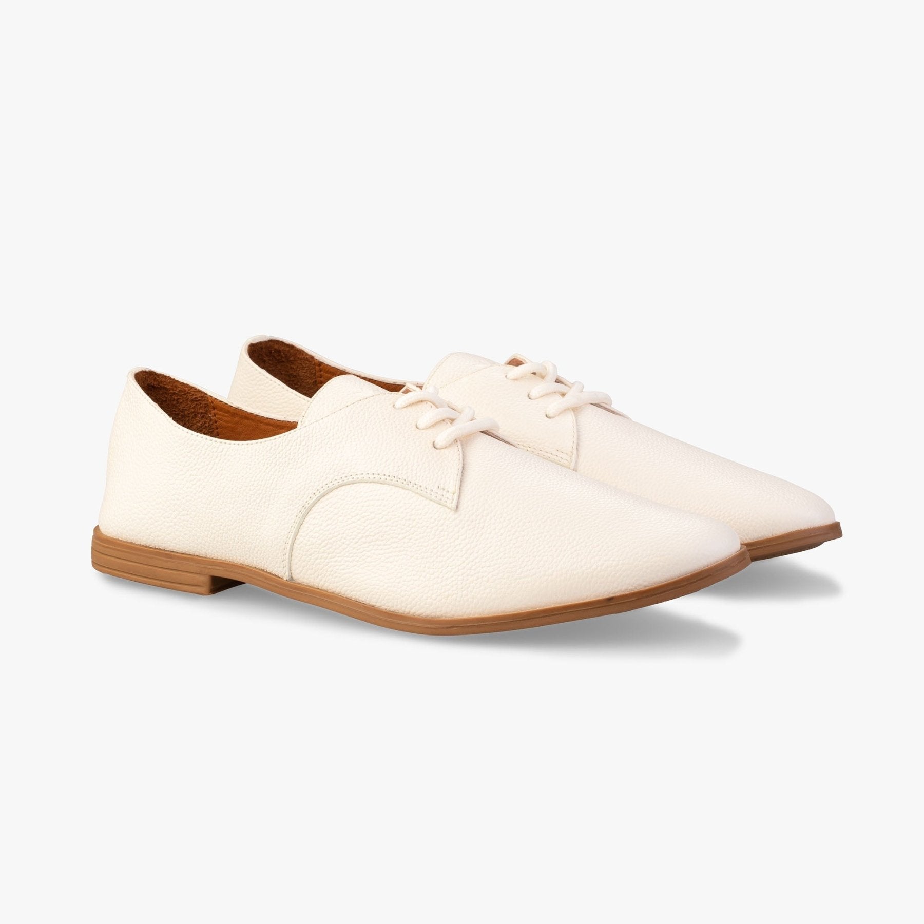 Vanilla Cream Oxford Shoes - Womads Leather Flats for Women - Triniskies