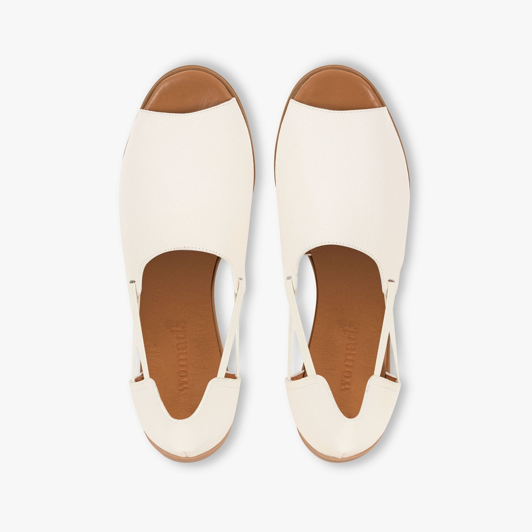 Vanilla Cream Peep Toe Sandals - Womads Leather Flats for Women - Triniskies