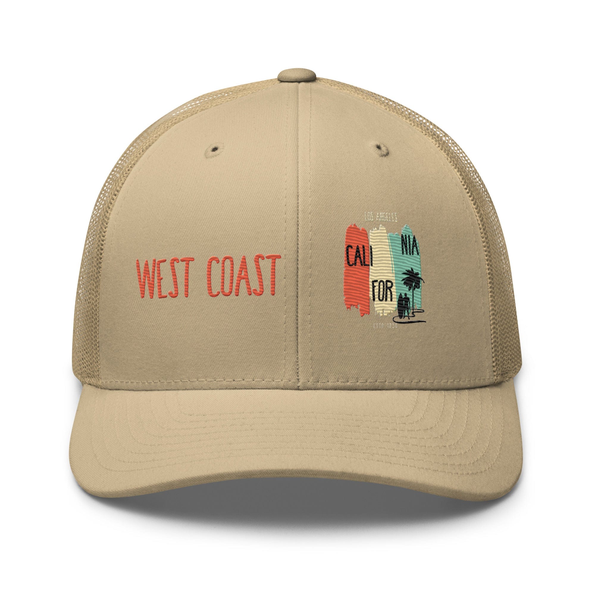 West Coast Los Angeles Embroidered Snapback Trucker Hat, Adjustable Mesh Back Cap - Triniskies
