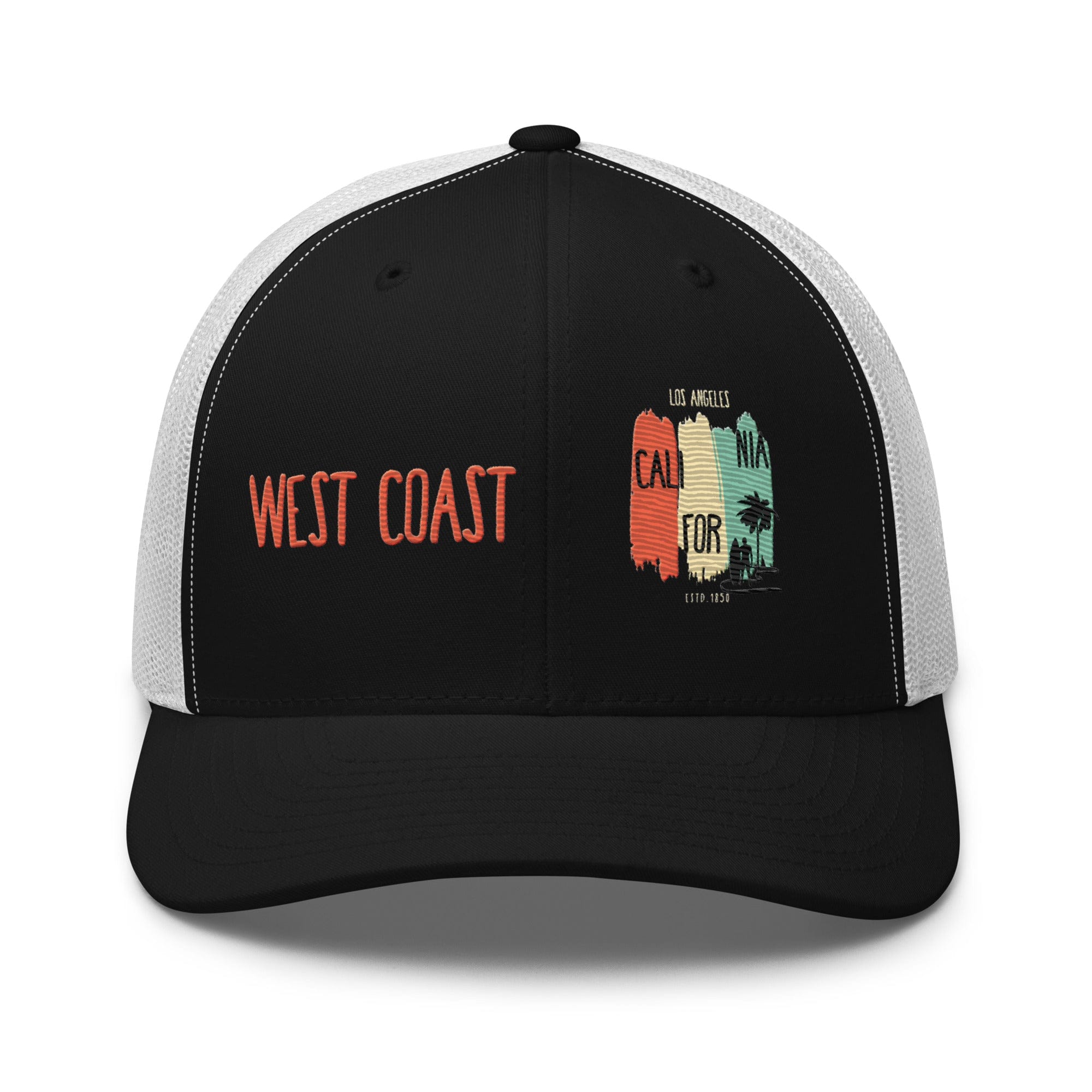 West Coast Los Angeles Embroidered Snapback Trucker Hat, Adjustable Mesh Back Cap - Triniskies