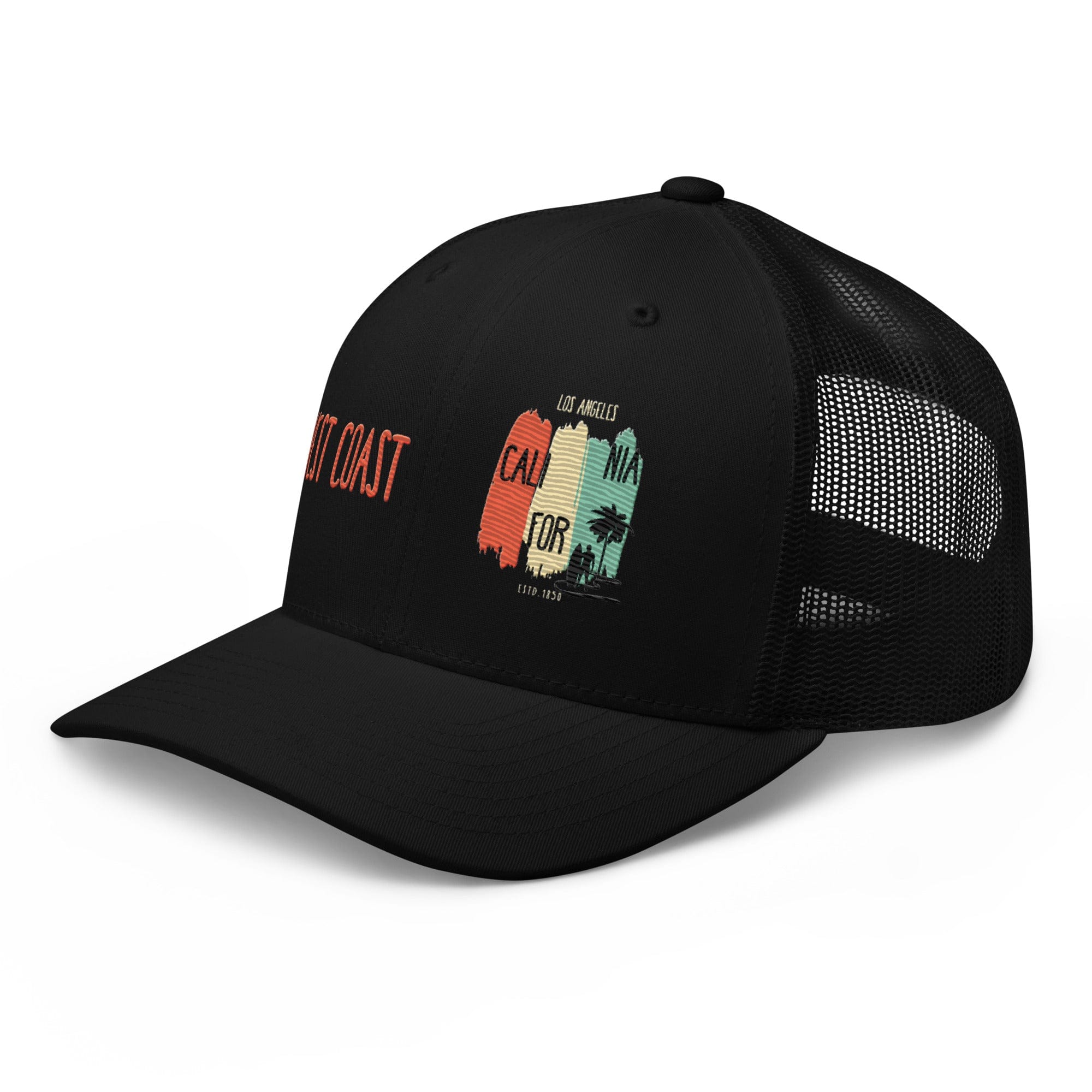West Coast Los Angeles Embroidered Snapback Trucker Hat, Adjustable Mesh Back Cap - Triniskies