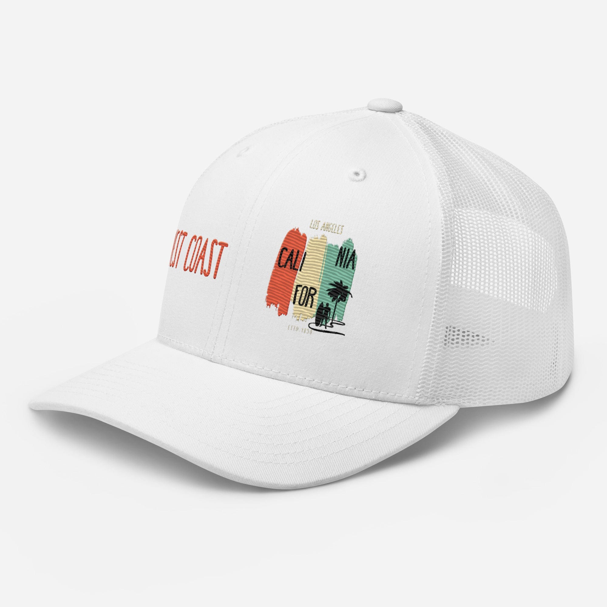 West Coast Los Angeles Embroidered Snapback Trucker Hat, Adjustable Mesh Back Cap - Triniskies