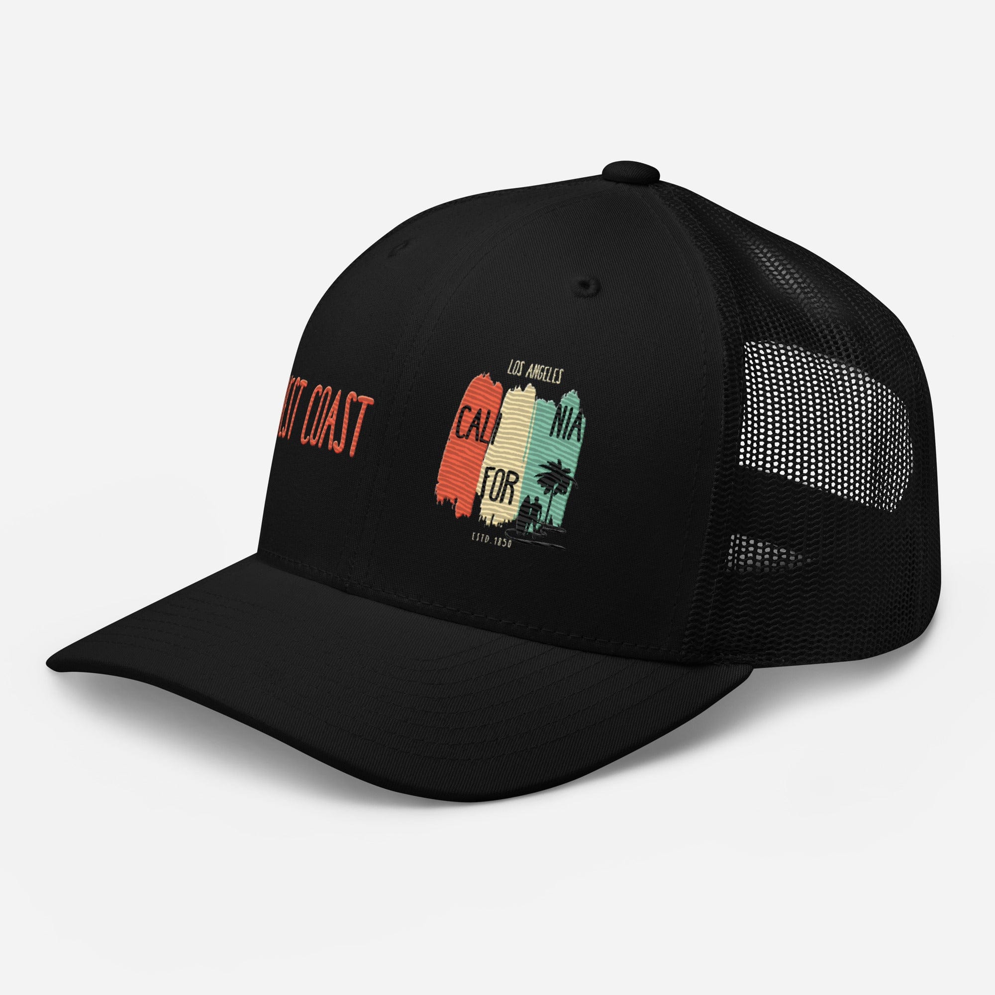 West Coast Los Angeles Embroidered Snapback Trucker Hat, Adjustable Mesh Back Cap - Triniskies