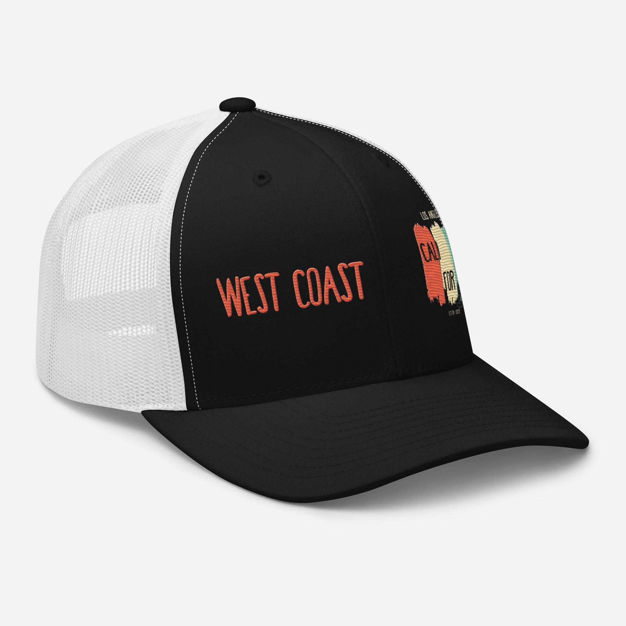 West Coast Los Angeles Embroidered Snapback Trucker Hat, Adjustable Mesh Back Cap - Triniskies