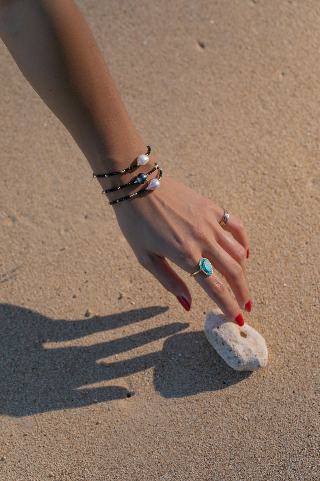 White Freshwater Pearl Bracelet with Gemstones - 14K Gold Filled Hawaiian Jewelry - Triniskies