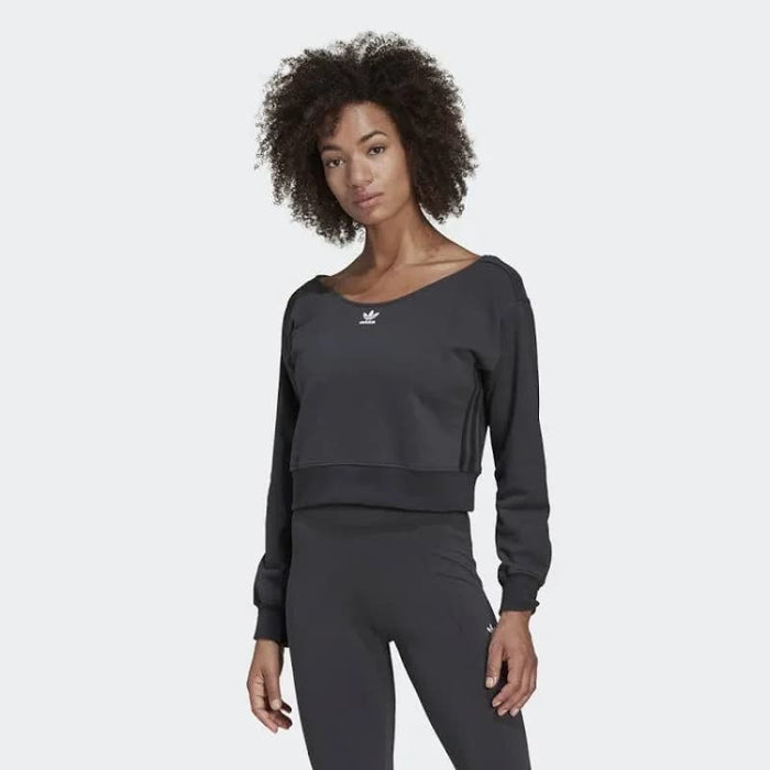 Adidas Women's Slouchy Crew Sweatshirt, Carbon, Size Large * wom856