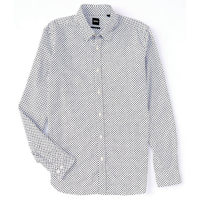 Hugo BOSS Slim-Fit Roger Long-Sleeve Printed Woven Shirt(XL)