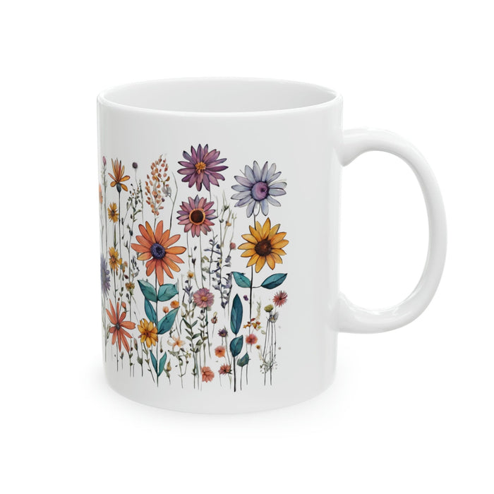 Wildflowers Cottagecore Boho cozy Coffee Mug, Vintage Botanical Tea Cup, Pastel Floral Nature Garden Mug, Flower Garden Lover Gift for her