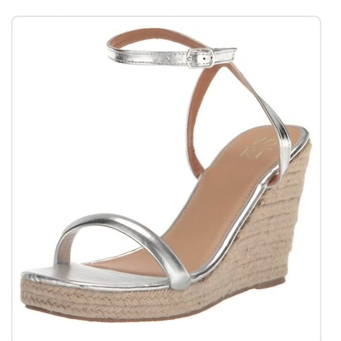 "Yoki Danifer-26 Silver Wedge Sandals, Size 6.5 Women's, Stylish Summer Footwear"