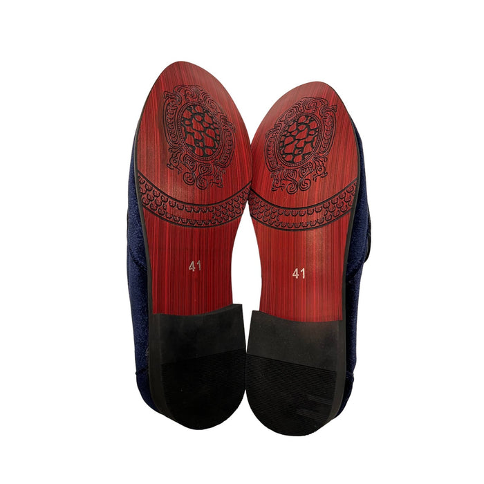 "LCQL Men's Luxury Velvet Penny Loafer Shoes - Noble Smoking Slippers, Sz 8"