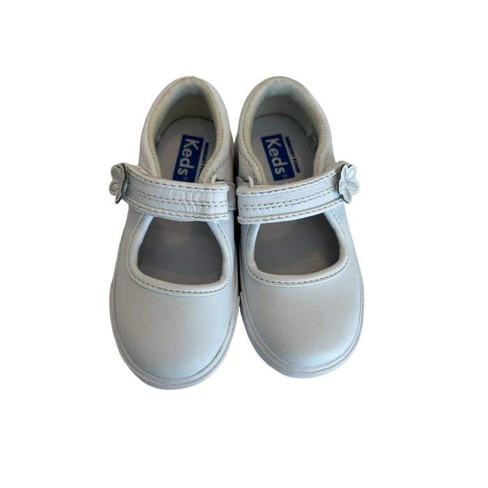 "Keds Child Ella Mary Jane Sneaker - White Flower, Size 6.5W, Playful and Comfortable Kids Shoes"