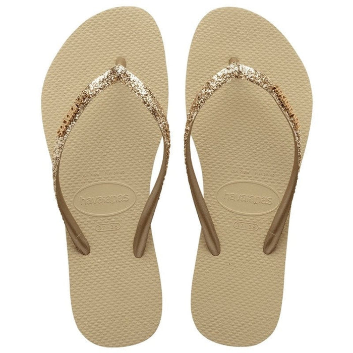 Havaianas Slim Flip Flops for Women: Sand Grey/Golden, SZ 11/12, Iconic Comfort