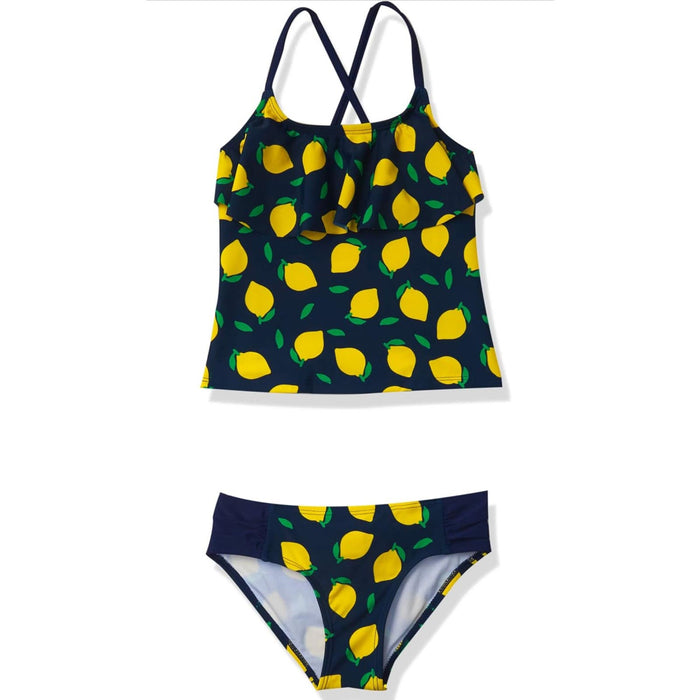 Kanu Surf Girls' Charlotte Flounce Tankini Swimsuit Sz 4T Lemon Pattern * k321