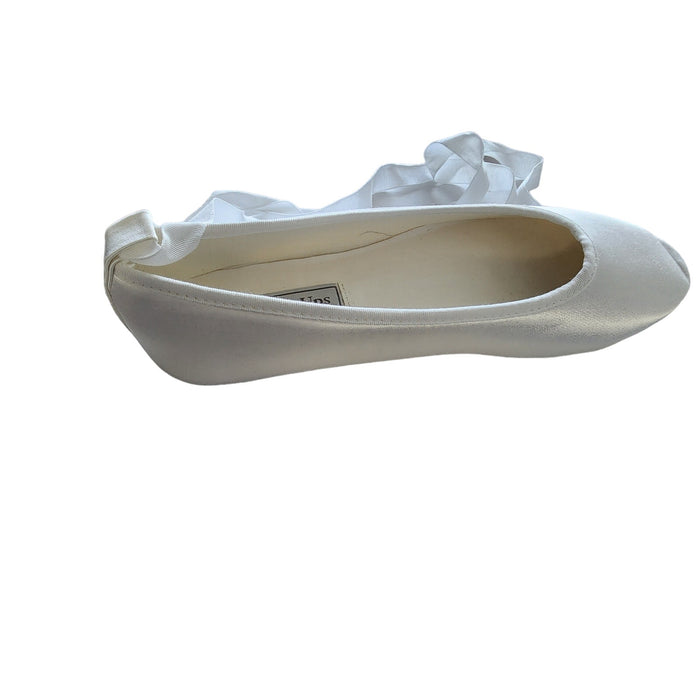 Touch Ups Women's Ballet Strappy Flats, Size 9M, White Satin, Dyeable Shoes