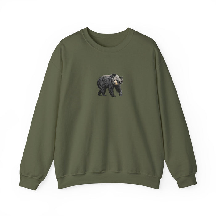 Black Bear Crew Neck Sweatshirt  Cozy Wildlife-Inspired Casual Adventure Pullover