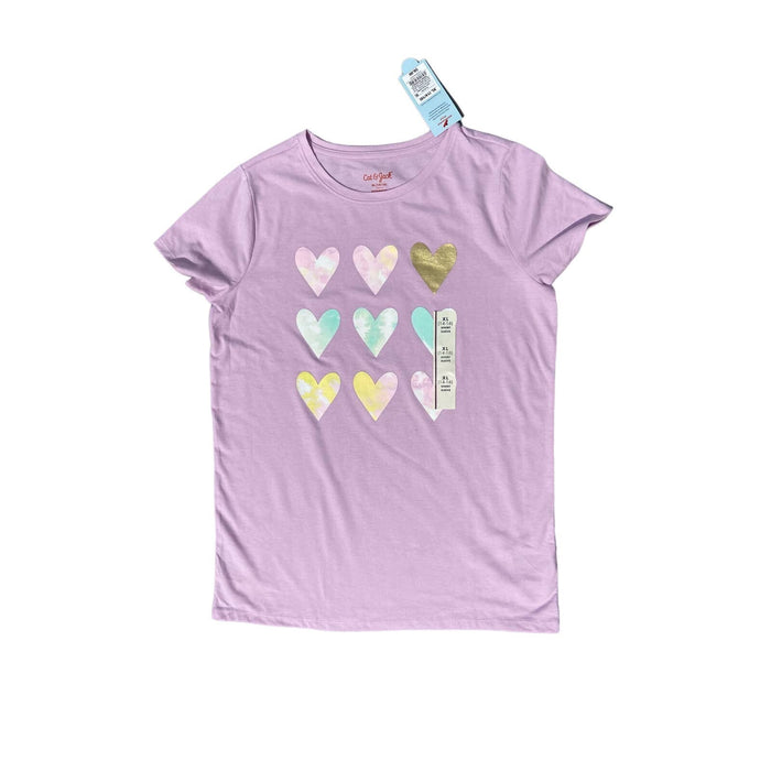 Cat & Jack Pale Purple Hearts Short Sleeve T-Shirt - XL (14/16). K61 *