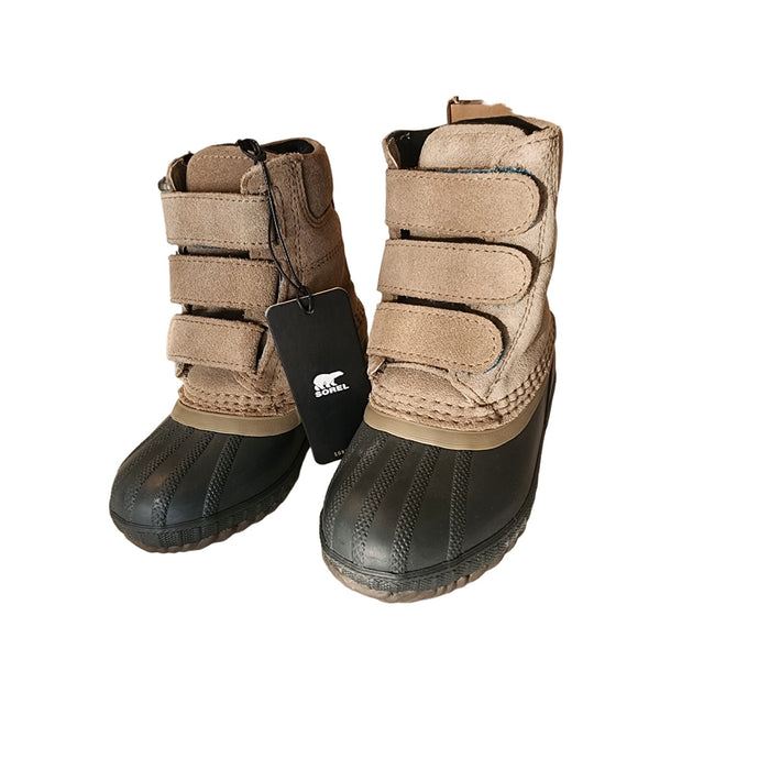 Sorel Children's Cheyanne II Strap Khaki Waterproof Boots SZ 8 Weather-Resistant