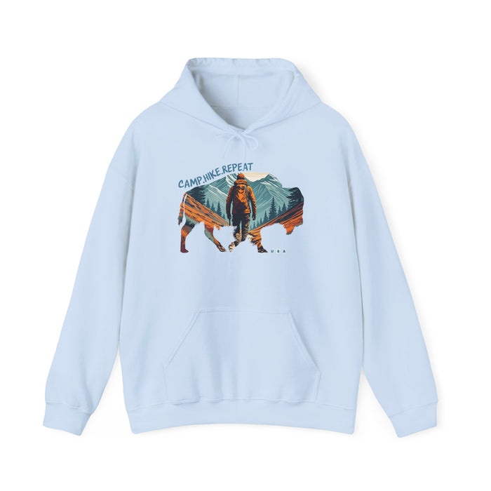 Camp. Hike. Repeat. Hooded Sweatshirt Cozy & Stylish  Unisex Hooded Sweatshirt