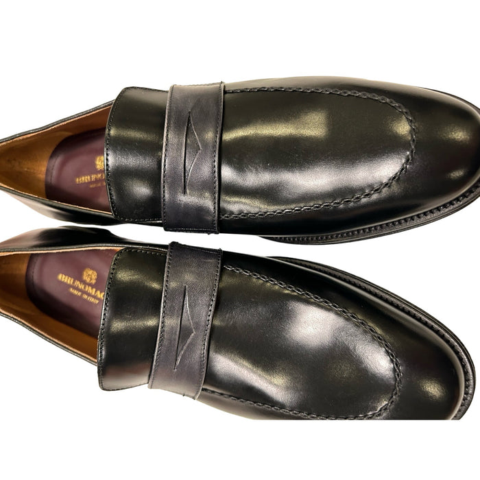 Bruno Magli Arezzo Black Leather Penny Loafer, Size 11.5 – Italian Calf Leather