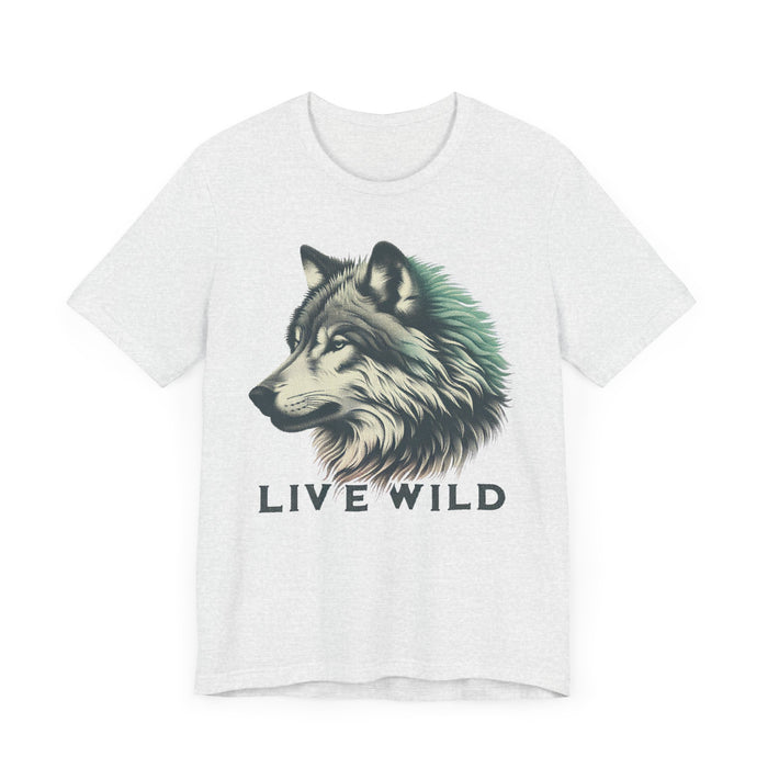 Live Wild Wolf Unisex Jersey Short Sleeve Tee - Soft Cotton Classic Nature Lover Great Gift, Husband Gift, Wife Gift, Camping, Hiking,