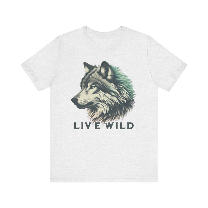 Live Wild Wolf Unisex Jersey Short Sleeve Tee - Soft Cotton Classic Nature Lover Great Gift, Husband Gift, Wife Gift, Camping, Hiking,