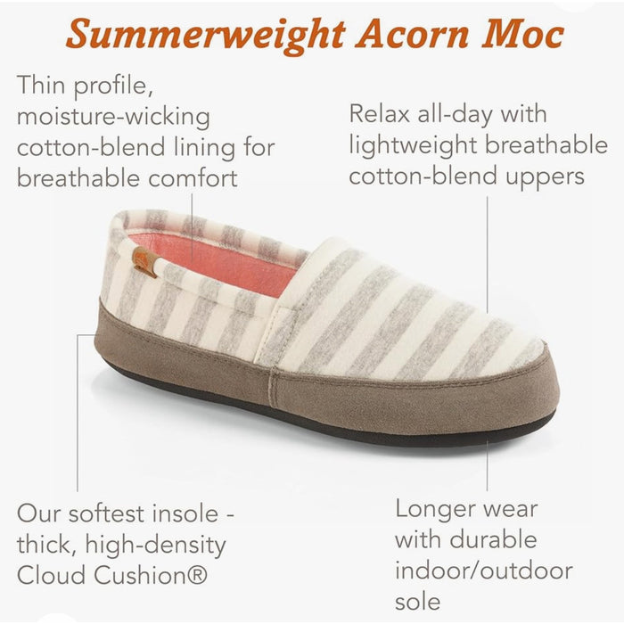 Acorn Women’s Moc Slippers: Cozy, Cloud-Like Comfort, Non-Slip Sole, SZ 6.5-7.5