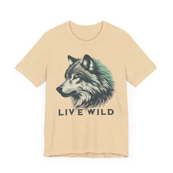 Live Wild Wolf Unisex Jersey Short Sleeve Tee - Soft Cotton Classic Nature Lover Great Gift, Husband Gift, Wife Gift, Camping, Hiking,