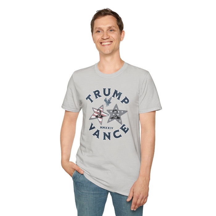 Trump Vance Patriotic T-Shirt Bold USA Flag Design for Supporters