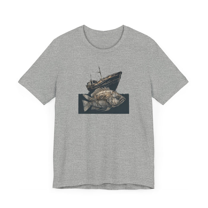 Skeletons of the Deep Bass and Shipwreck Chronicles Unisex Jersey Short Sleeve Tee Mens Tshirt Fishing Tshirt Wildlife Adventure Gift Idea