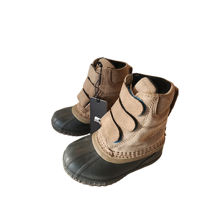 Sorel Children's Cheyanne II Strap Khaki Waterproof Boots SZ 8 Weather-Resistant