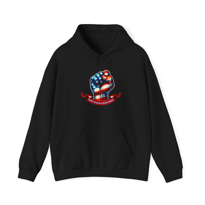 Make America Great Again Trump Fist Hoodie  Bold Patriotic Statement Sweatshirt