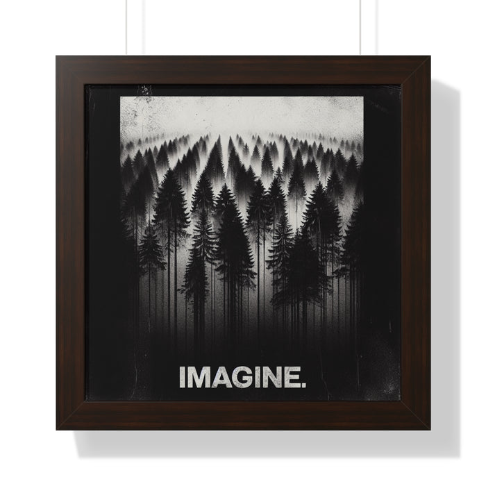 Imagine Foggy Forest Framed Poster | Premium Quality | Black, Frames Great Gifts, Adventure Picture, Outdoor Enthusiast
