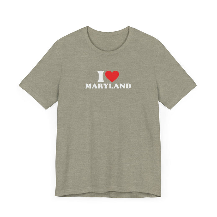 I Love Maryland Unisex Jersey Short Sleeve Tee - Soft Cotton, Comfortable Fit MD Tshirt Womens Tshirt Mens Tshirt