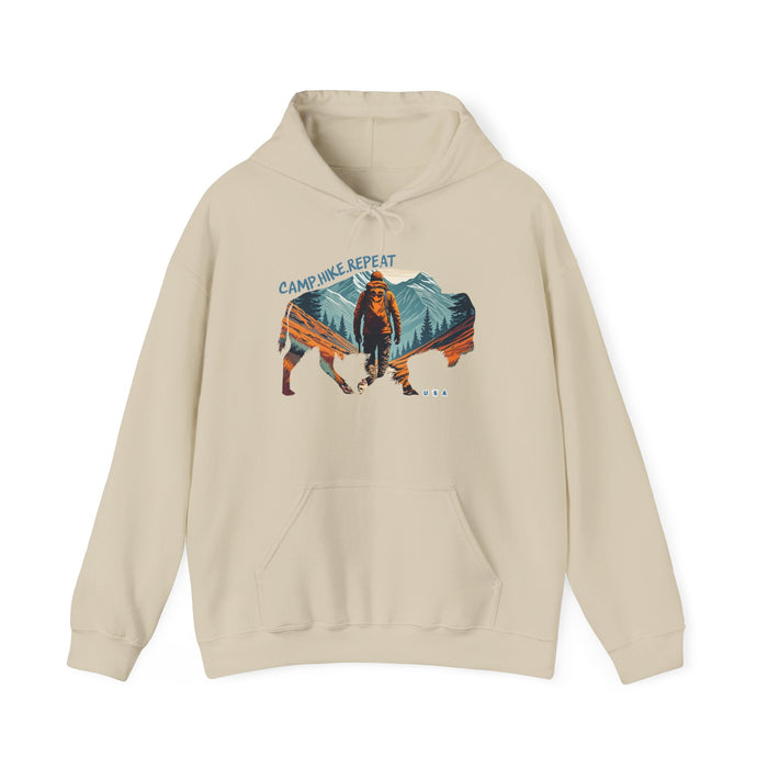 Camp. Hike. Repeat. Hooded Sweatshirt Cozy & Stylish  Unisex Hooded Sweatshirt