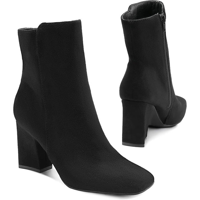 mysoft Women's GoGo Ankle Boots Square Toe Side Zipper Chunky Heel Boots SZ 9.5