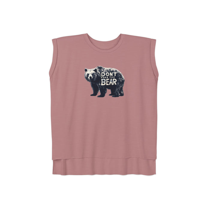 Don't Poke The Bear Womens Flowy Muscle Tee Trendy Athletic Chic