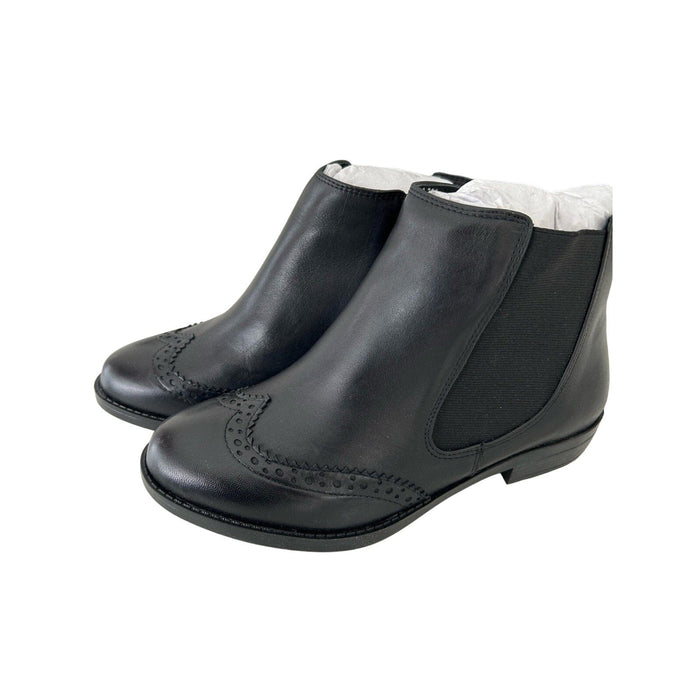 David Tate Tilly Black Nappa Leather Bootie Size 7 WW, Ankle Height, Zip Closure