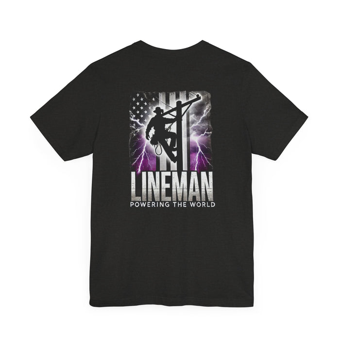 Lineman Graphic Tee | Powering the World Unisex Jersey Short Sleeve Tee Great Gift Idea