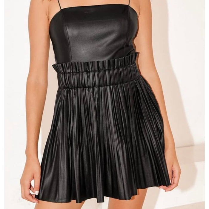 Lulus Pleated High-Waisted Vegan Leather Skirt - Size Medium - *WD26