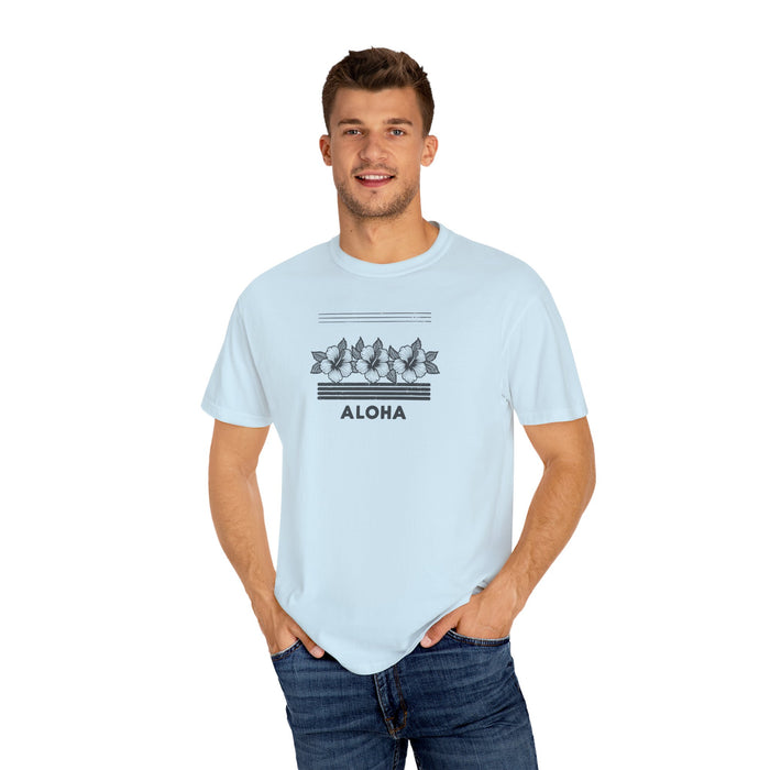 Beautiful Hibiscus Aloha Garment-Dyed Unisex T-shirt: Cozy, Durable, Customizable Great Gift Flower Shirt Vacation Tshirt