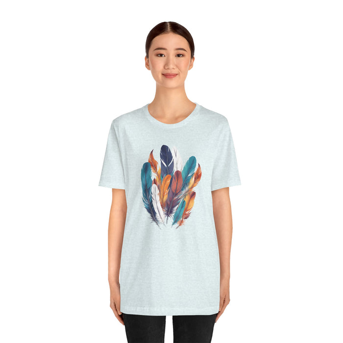 Feathers Shirt, Boho Bird Feather T-Shirt, Bird Lovers Tshirt, Water Color Bird Feather Tee, Feather Bouquet Tee, Women Feather Shirt