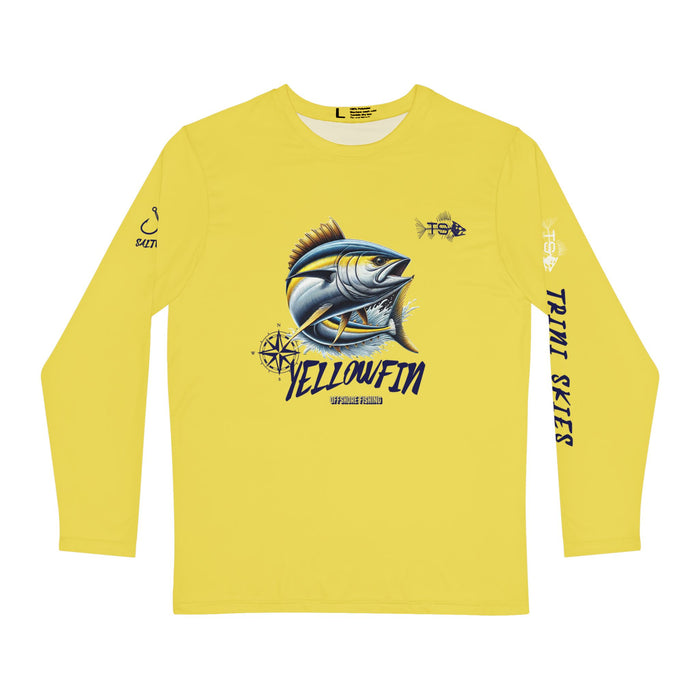 Yellowfin Tuna Fishing Long Sleeve Shirt, Unisex 100% Polyester Performance Gear (YELLOW)