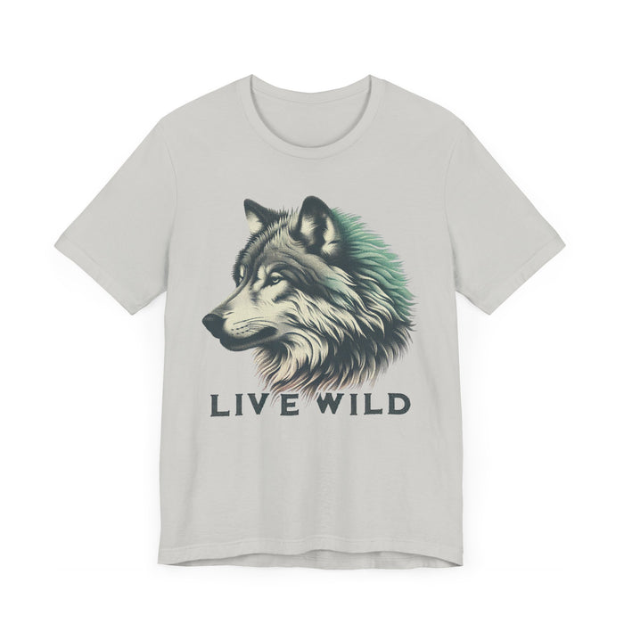 Live Wild Wolf Unisex Jersey Short Sleeve Tee - Soft Cotton Classic Nature Lover Great Gift, Husband Gift, Wife Gift, Camping, Hiking,