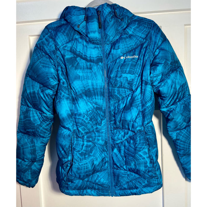 Women's Columbia Tie-Dye Blue Puffer Jacket * Omni Heat Excellent Condition WC37