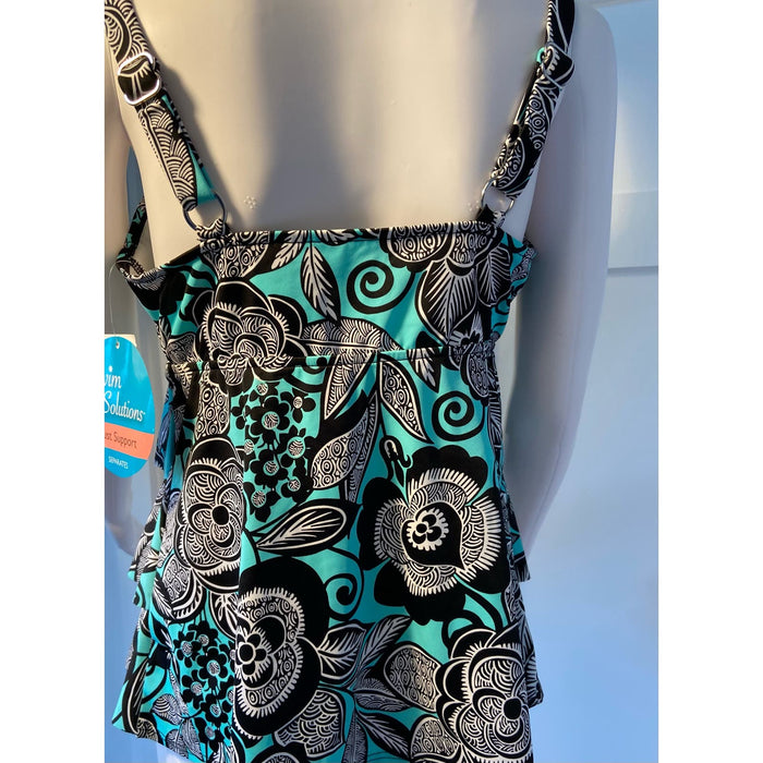 NEW SWIM SOLUTIONS Floral Swim Tankini Size 12 Stylish* Bust Support wom220