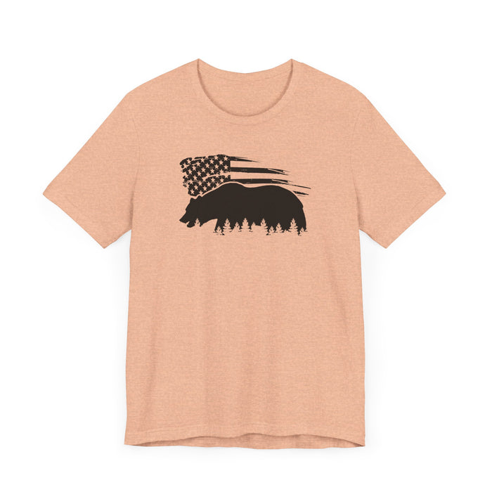 Bear Graphic Forest Tee: Patriotic Vibes for Every Occasion Great Gift Idea for a Camper or HIker