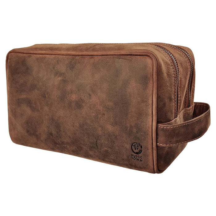 Rustic Town Johnny Handmade Leather Dopp Kit: Vintage Style, Modern Convenience